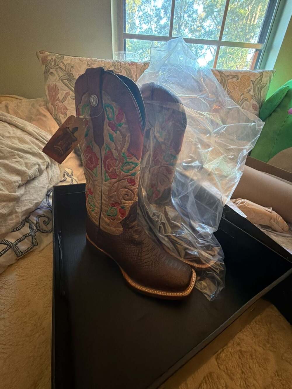 Tanner Mark Rose and Snake Skin Print Boots